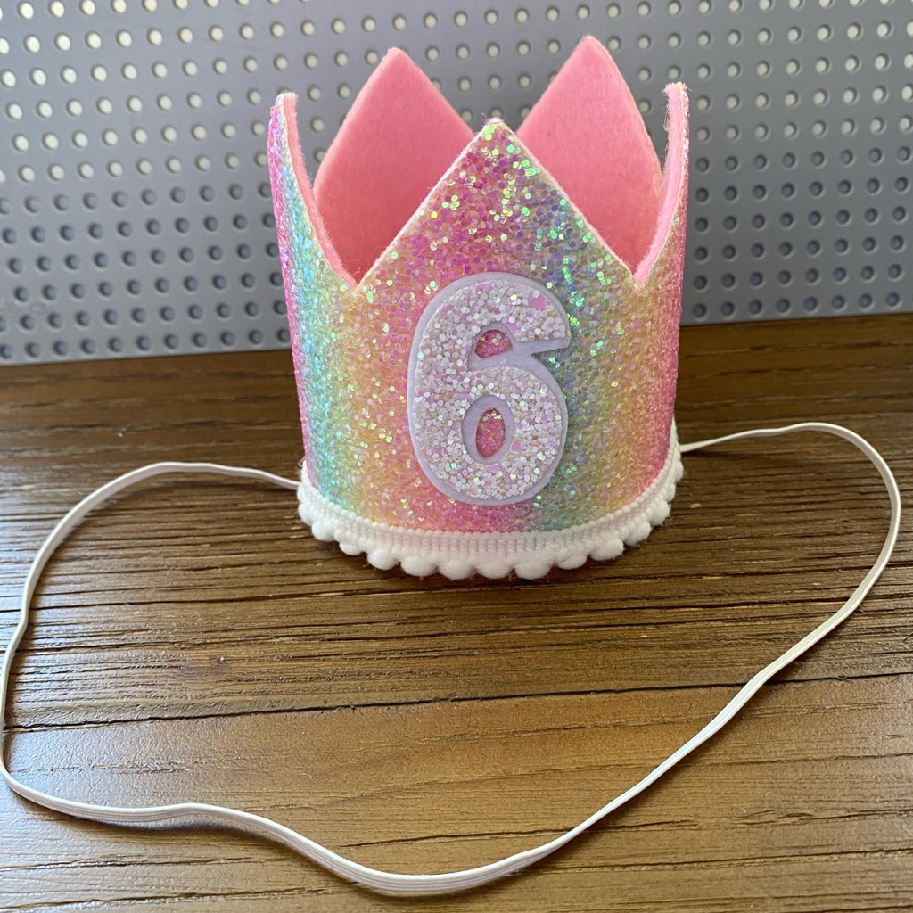 Rainbow Glitter Birthday Crown